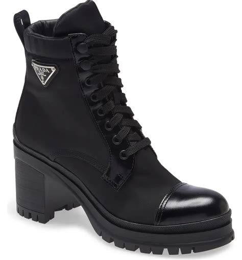 prada logo knit sock boots|Prada block heel combat boots.